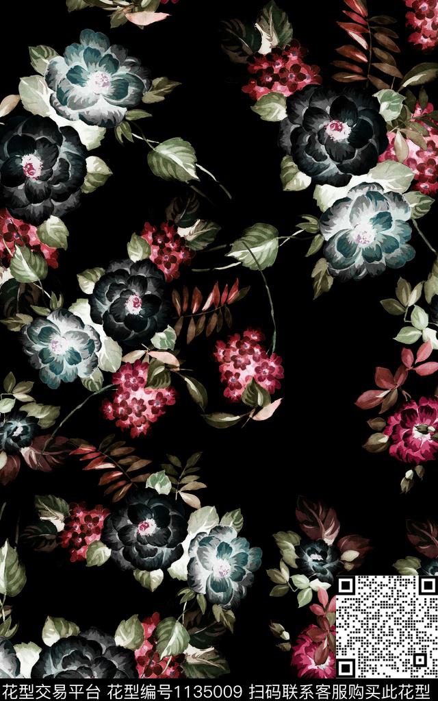 秋冬华亿平台花卉中老年数码印花华亿平台下载（图片编号: 1135009） - 瓦栏（Walan）