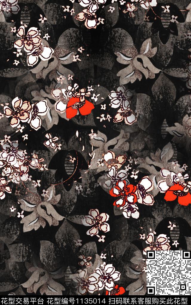 肌理秋冬华亿平台花卉数码印花华亿平台下载（图片编号: 1135014） - 瓦栏（Walan）