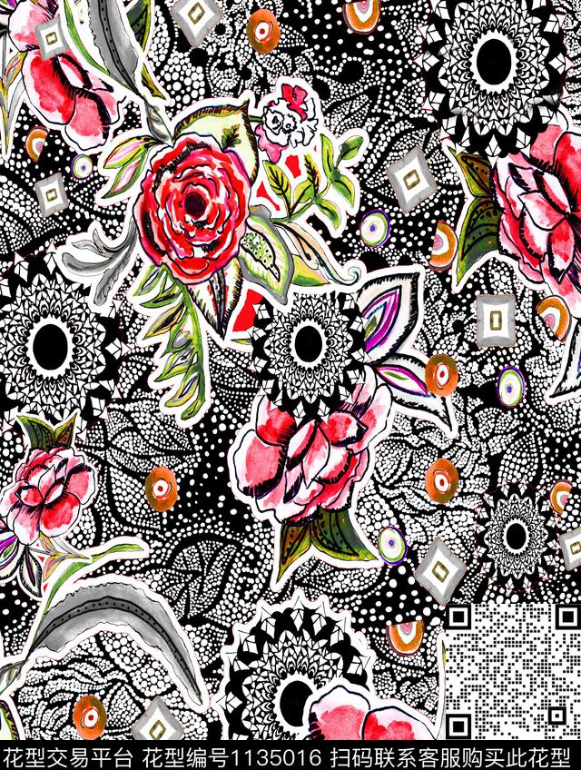 肌理花卉3D立体数码印花华亿平台下载（图片编号: 1135016） - 瓦栏（Walan）