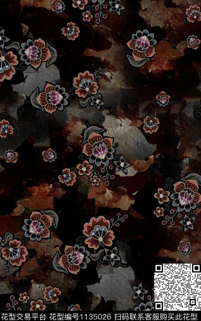 抽象肌理男装数码印花华亿平台下载（图片编号: 1135026） - 瓦栏（Walan）