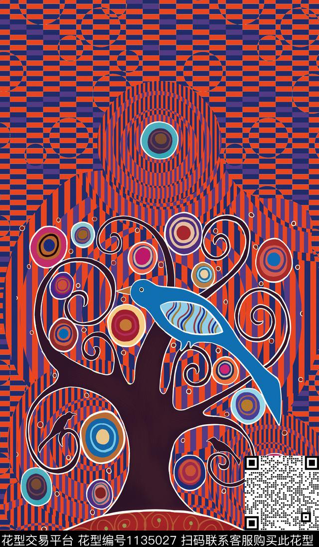 格子树几何数码印花华亿平台下载（图片编号: 1135027） - 瓦栏（Walan）