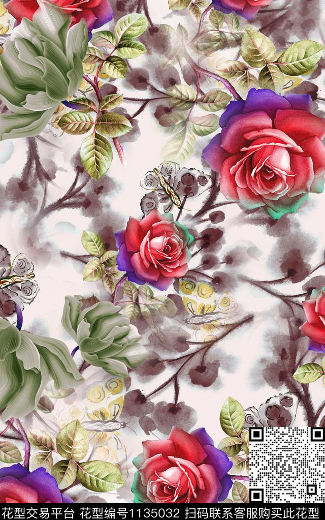 肌理秋冬华亿平台花卉数码印花华亿平台下载（图片编号: 1135032） - 瓦栏（Walan）