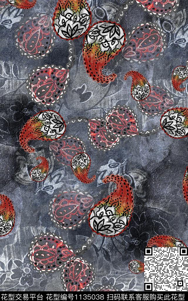 抽象肌理男装数码印花华亿平台下载（图片编号: 1135038） - 瓦栏（Walan）