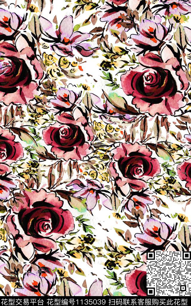 小碎花秋冬华亿平台花卉数码印花华亿平台下载（图片编号: 1135039） - 瓦栏（Walan）