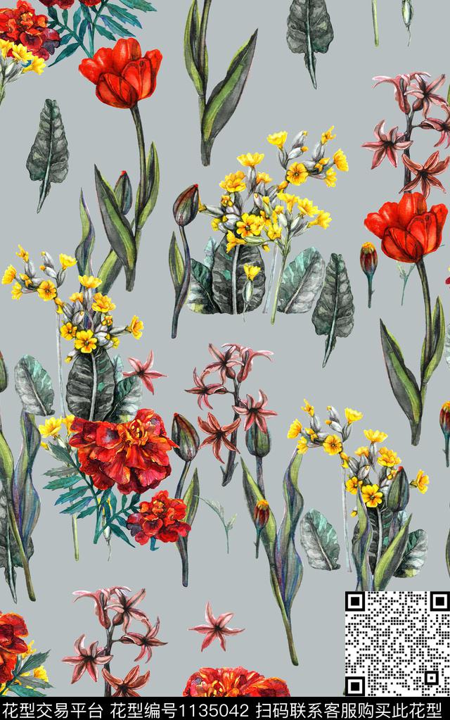 花卉3D立体秋冬华亿平台数码印花华亿平台下载（图片编号: 1135042） - 瓦栏（Walan）