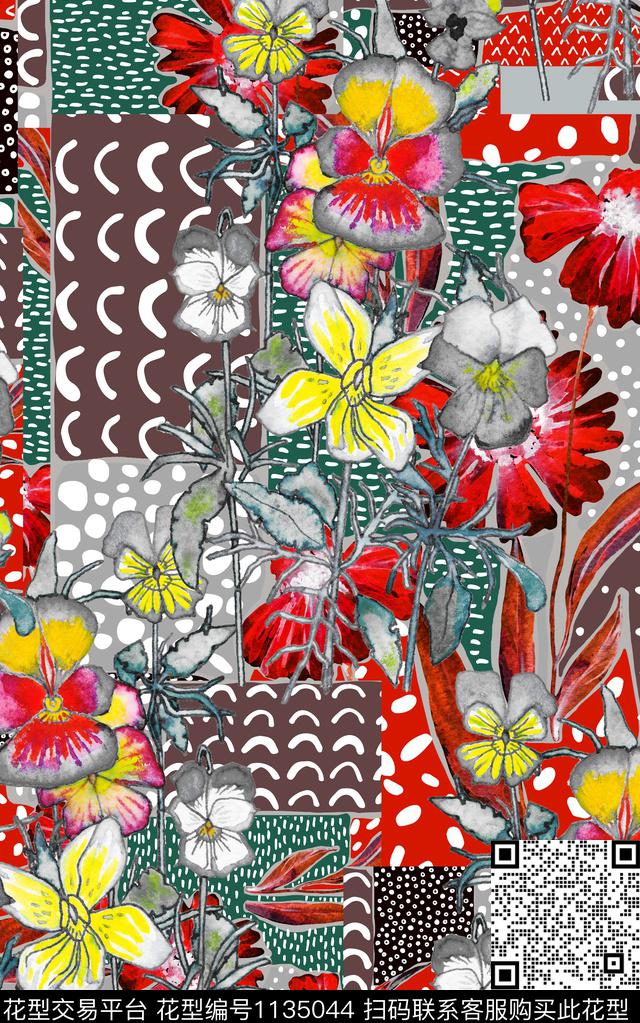 花卉民族风秋冬华亿平台数码印花华亿平台下载（图片编号: 1135044） - 瓦栏（Walan）