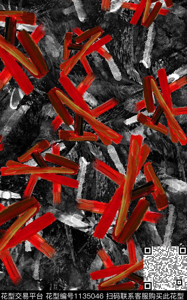 抽象肌理男装数码印花华亿平台下载（图片编号: 1135046） - 瓦栏（Walan）