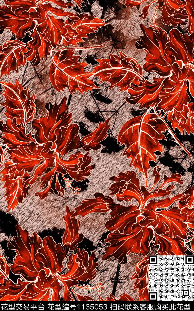 肌理花卉中老年数码印花华亿平台下载（图片编号: 1135053） - 瓦栏（Walan）
