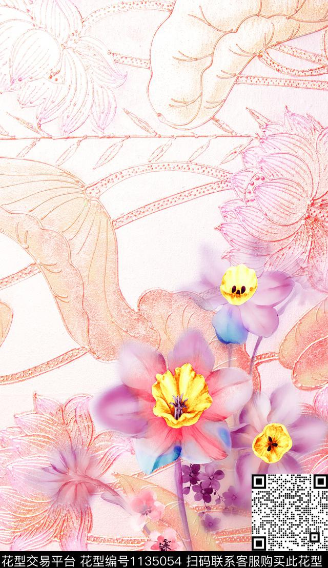 定位花秋冬华亿平台花卉数码印花华亿平台下载（图片编号: 1135054） - 瓦栏（Walan）