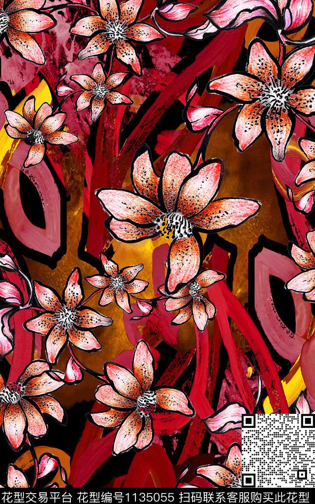 肌理花卉中老年数码印花华亿平台下载（图片编号: 1135055） - 瓦栏（Walan）