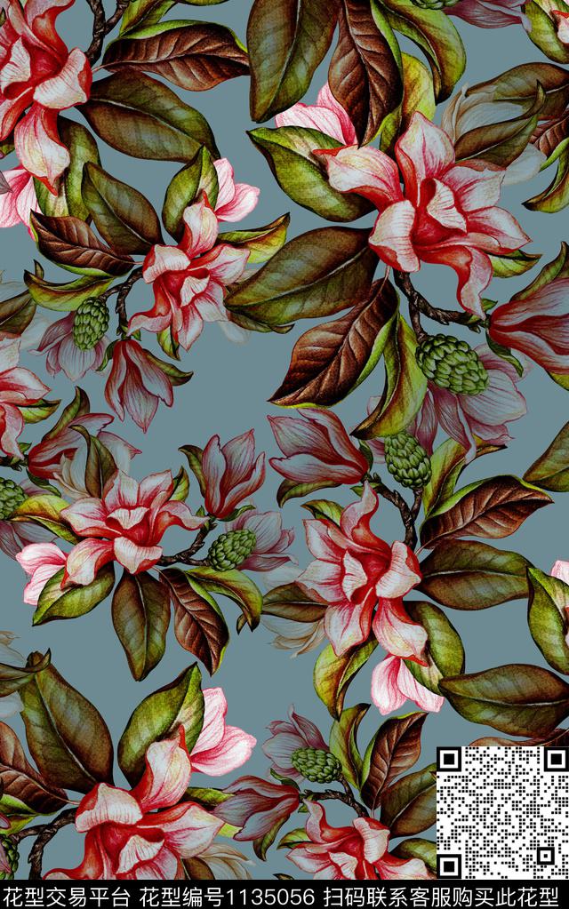 花卉3D立体秋冬华亿平台数码印花华亿平台下载（图片编号: 1135056） - 瓦栏（Walan）