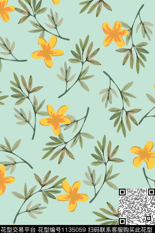植物花卉小碎花数码印花华亿平台下载（图片编号: 1135059） - 瓦栏（Walan）
