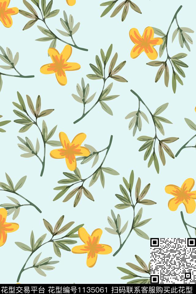 植物花卉小碎花数码印花华亿平台下载（图片编号: 1135061） - 瓦栏（Walan）