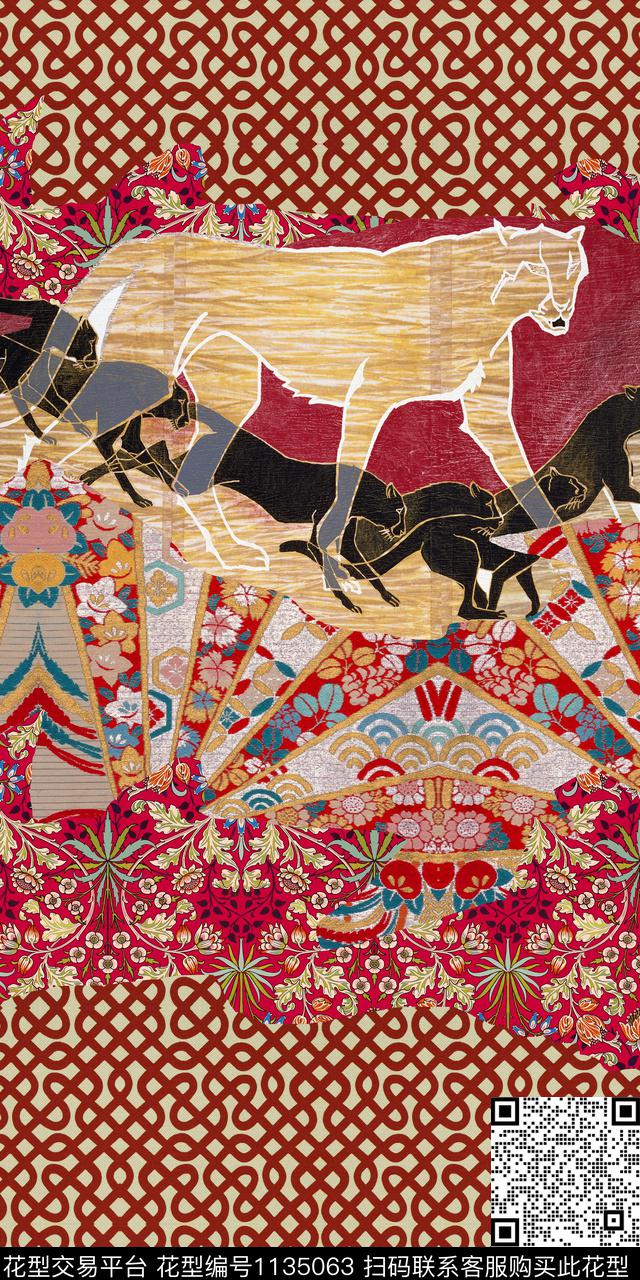 条纹几何民族风数码印花华亿平台下载（图片编号: 1135063） - 瓦栏（Walan）