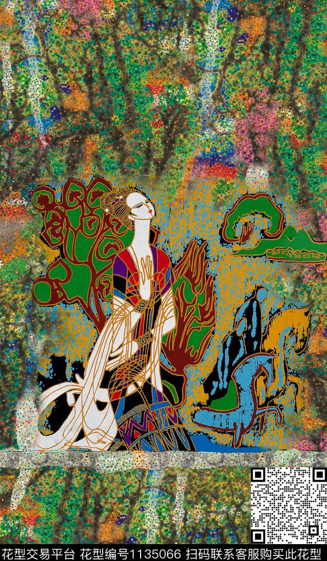 肌理民族风重彩数码印花华亿平台下载（图片编号: 1135066） - 瓦栏（Walan）