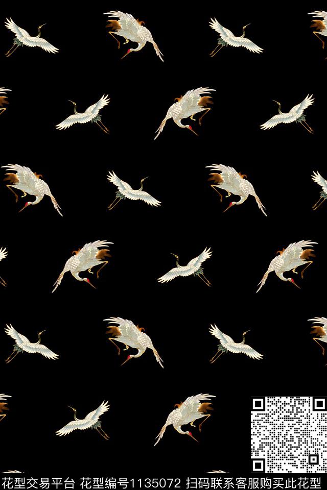 女装西装仙鹤数码印花华亿平台下载（图片编号: 1135072） - 瓦栏（Walan）