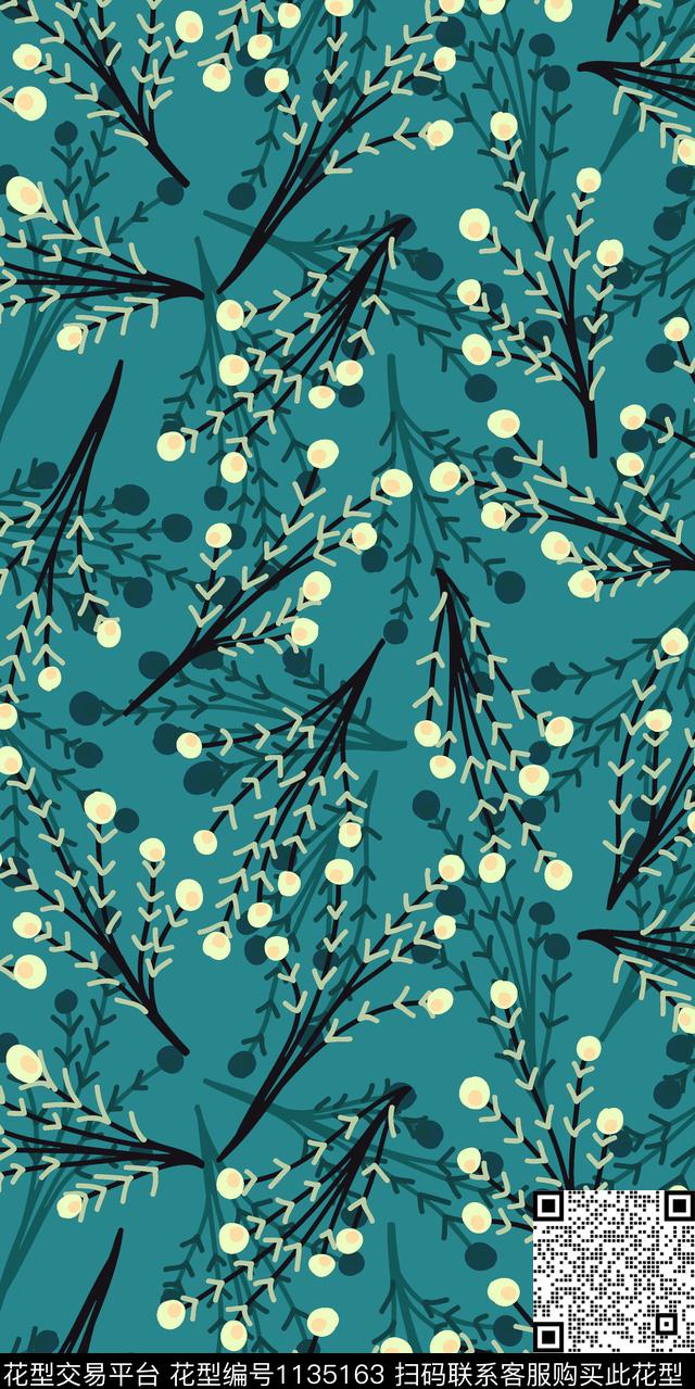清爽底花卉大牌风数码华亿平台数码印花华亿平台下载（图片编号: 1135163） - 瓦栏（Walan）