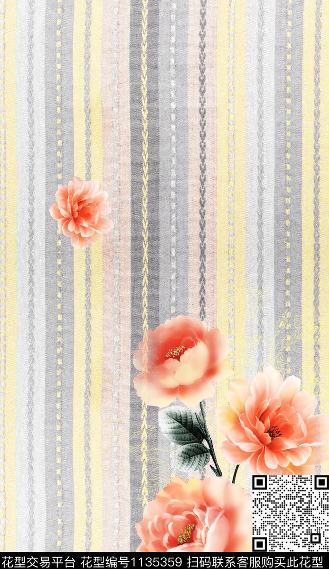 定位花素雅花卉数码印花华亿平台下载（图片编号: 1135359） - 瓦栏（Walan）