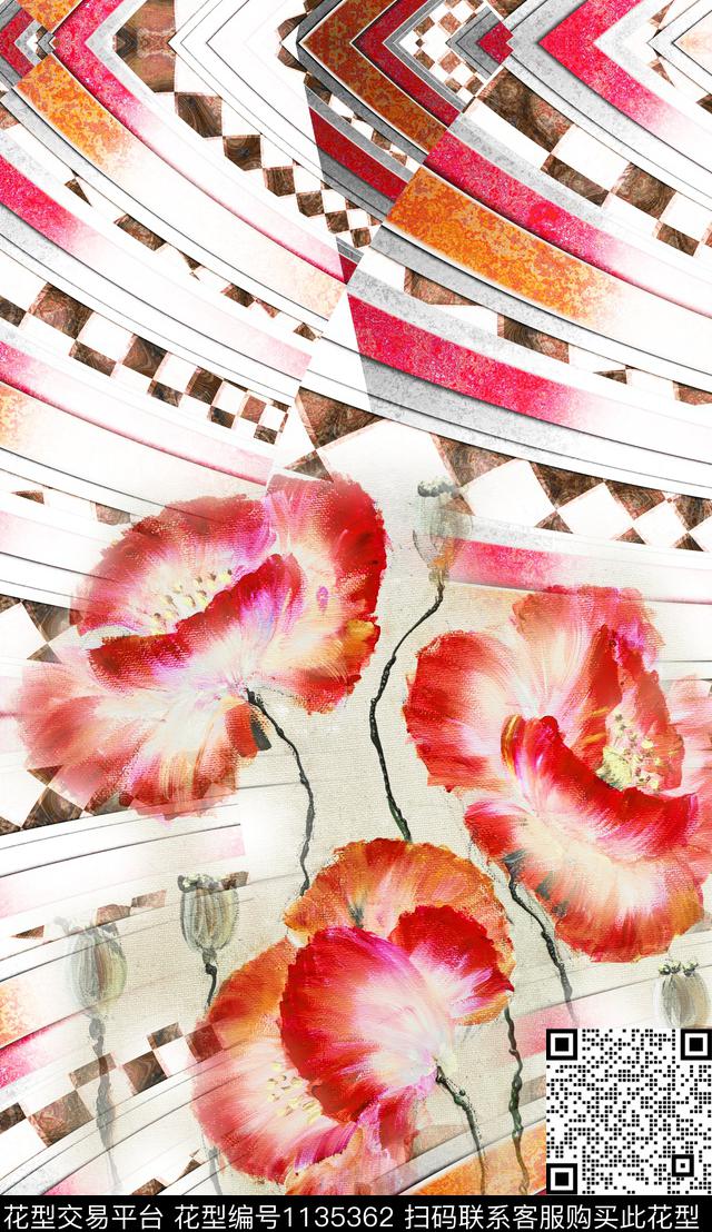 定位花素雅花卉数码印花华亿平台下载（图片编号: 1135362） - 瓦栏（Walan）