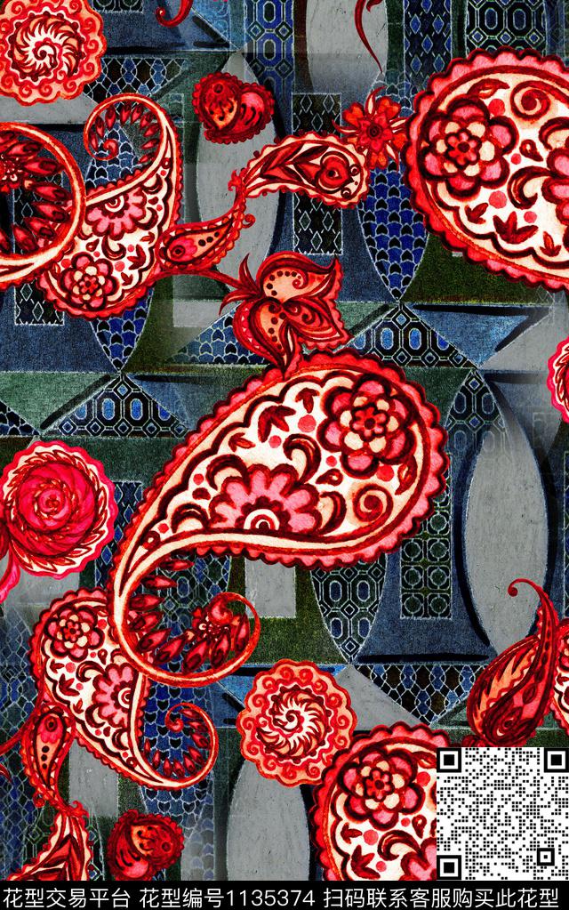 佩斯利秋冬华亿平台中老年数码印花华亿平台下载（图片编号: 1135374） - 瓦栏（Walan）