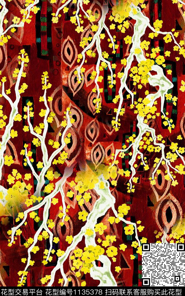 秋冬华亿平台花卉中老年数码印花华亿平台下载（图片编号: 1135378） - 瓦栏（Walan）