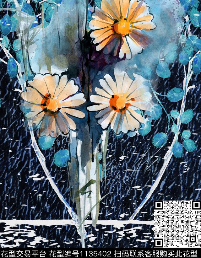 定位花秋冬华亿平台花卉数码印花华亿平台下载（图片编号: 1135402） - 瓦栏（Walan）