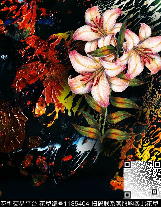 定位花秋冬华亿平台花卉数码印花华亿平台下载（图片编号: 1135404） - 瓦栏（Walan）