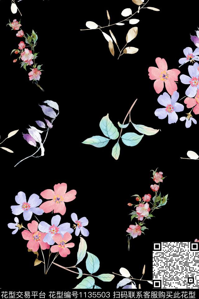 满版散花数码华亿平台花卉数码印花华亿平台下载（图片编号: 1135503） - 瓦栏（Walan）