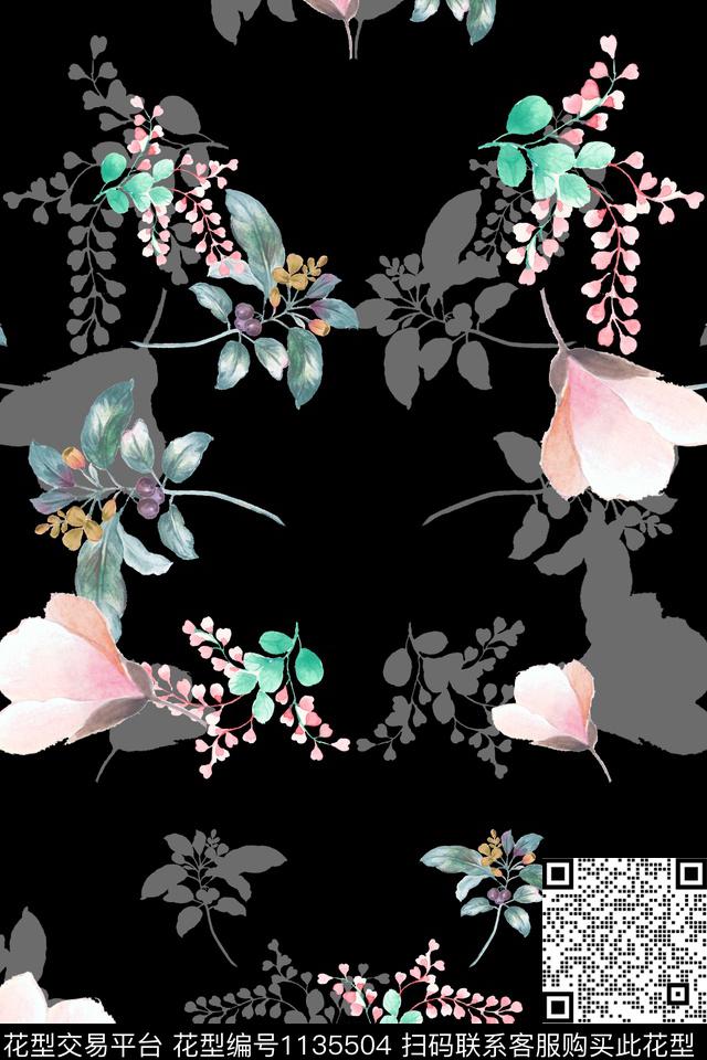 满版散花数码华亿平台花卉数码印花华亿平台下载（图片编号: 1135504） - 瓦栏（Walan）
