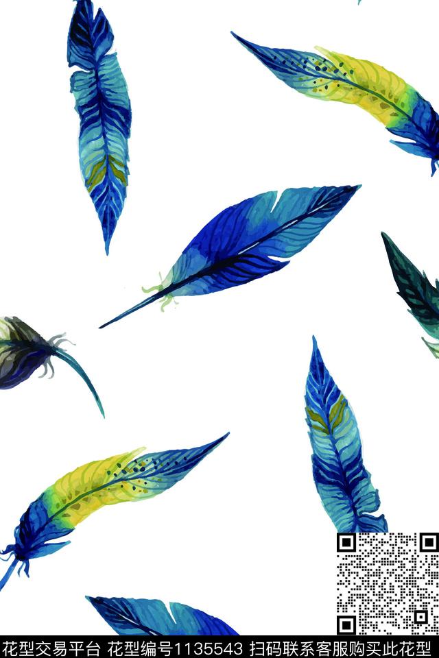 羽毛波点数码华亿平台数码印花华亿平台下载（图片编号: 1135543） - 瓦栏（Walan）