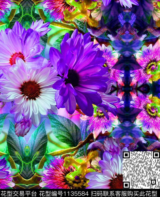 植物女装炫彩数码印花华亿平台下载（图片编号: 1135584） - 瓦栏（Walan）