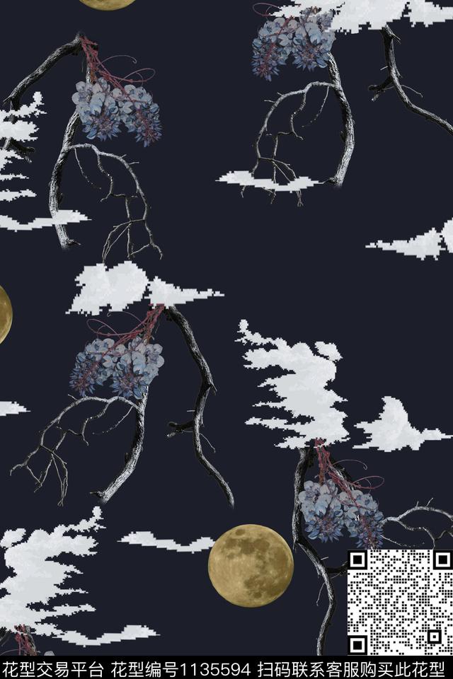 春夏华亿平台月亮大牌风数码印花华亿平台下载（图片编号: 1135594） - 瓦栏（Walan）