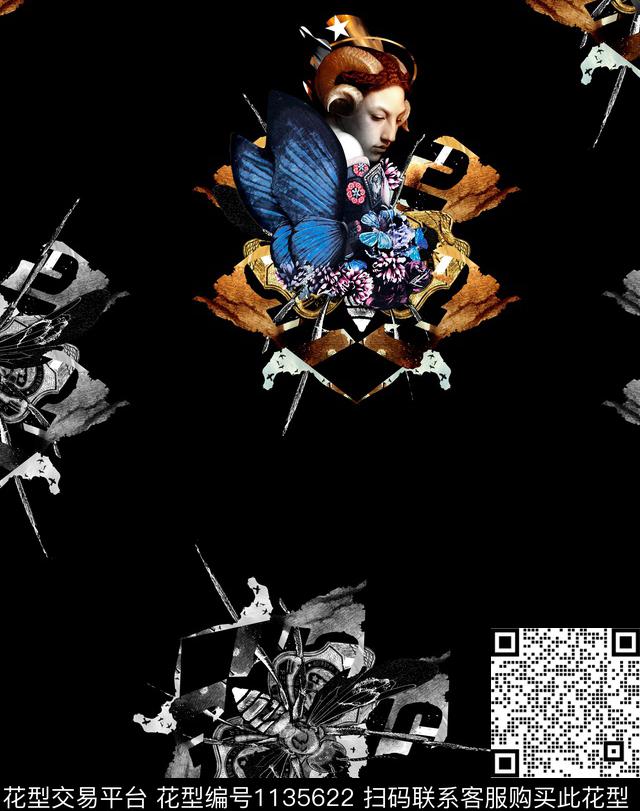 动物抽象大牌风数码印花华亿平台下载（图片编号: 1135622） - 瓦栏（Walan）