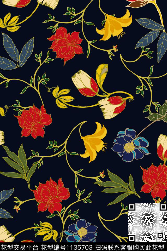 女装小碎花花卉数码印花华亿平台下载（图片编号: 1135703） - 瓦栏（Walan）