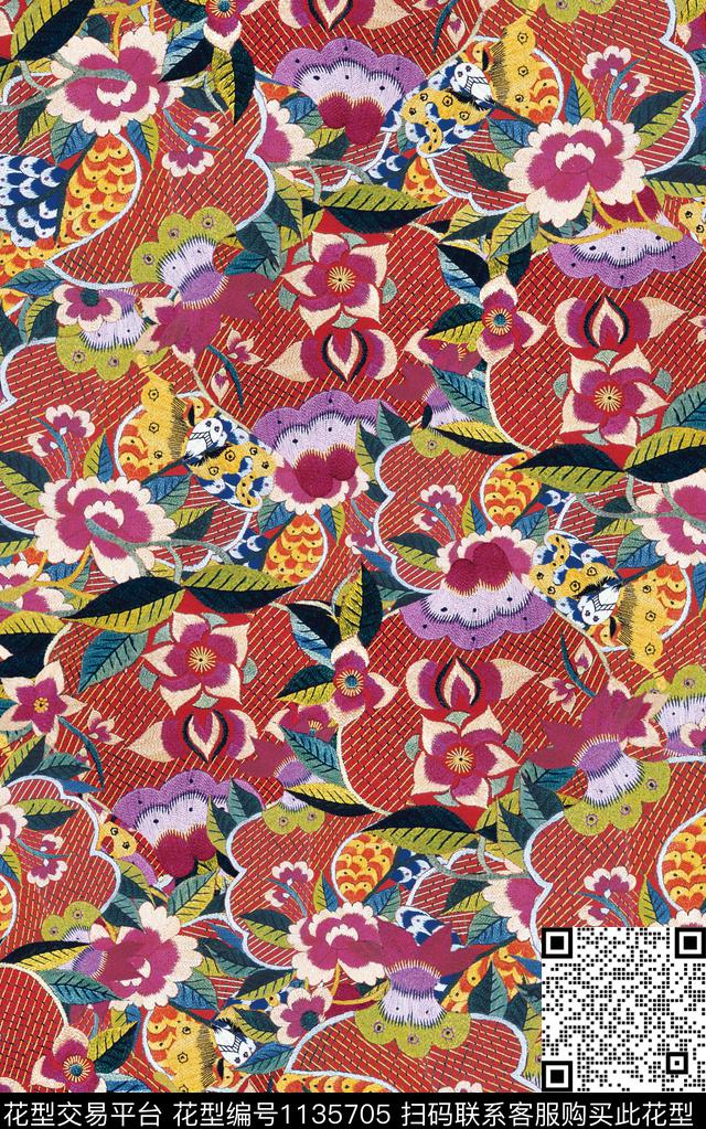 民族风中老年绣花华亿平台数码印花华亿平台下载（图片编号: 1135705） - 瓦栏（Walan）