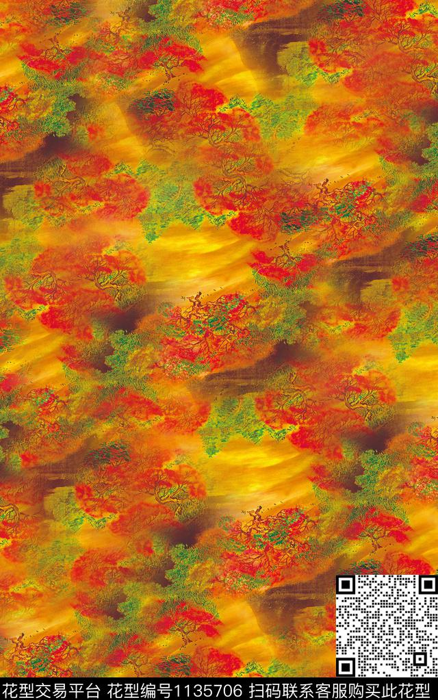 笔触抽象肌理数码印花华亿平台下载（图片编号: 1135706） - 瓦栏（Walan）