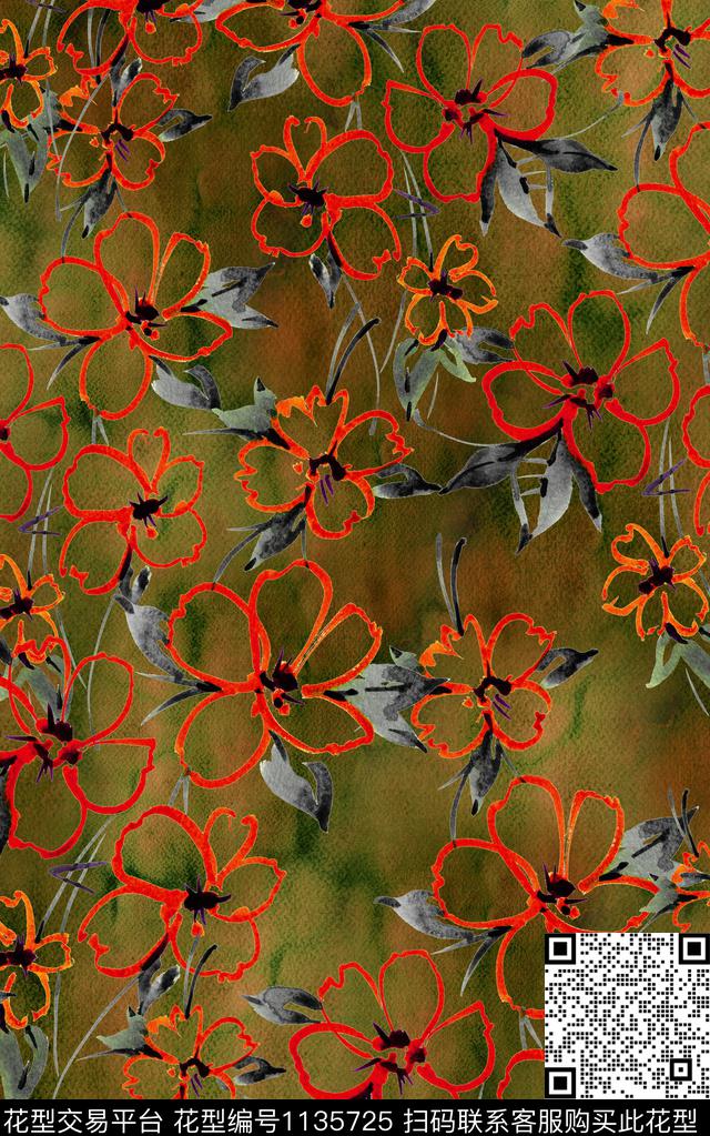 肌理花卉3D立体数码印花华亿平台下载（图片编号: 1135725） - 瓦栏（Walan）