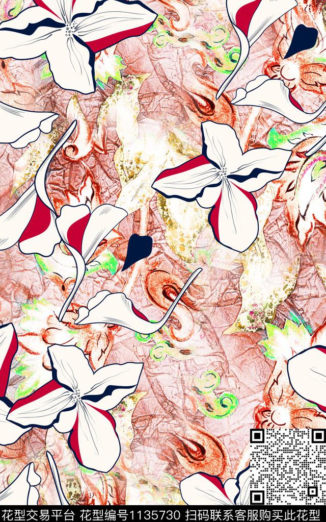 肌理花卉3D立体数码印花华亿平台下载（图片编号: 1135730） - 瓦栏（Walan）