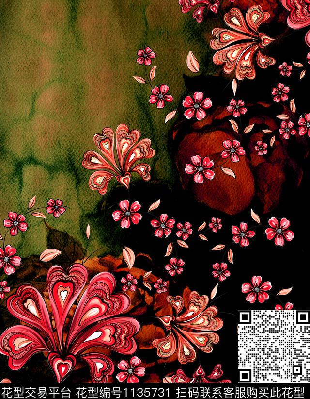 定位花肌理数码印花华亿平台下载（图片编号: 1135731） - 瓦栏（Walan）