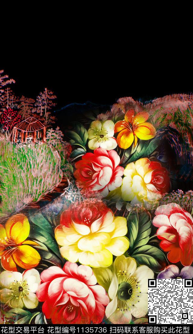 定位花肌理数码印花华亿平台下载（图片编号: 1135736） - 瓦栏（Walan）