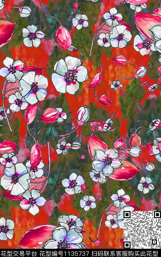 肌理花卉3D立体数码印花华亿平台下载（图片编号: 1135737） - 瓦栏（Walan）
