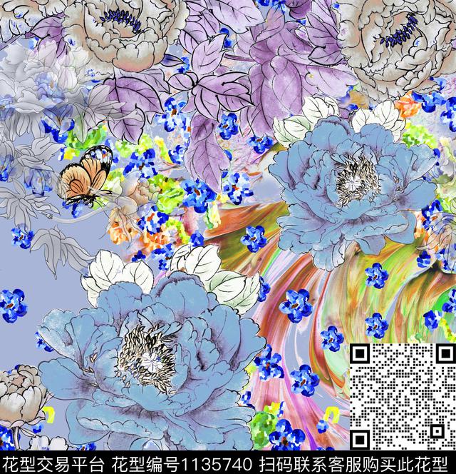 纹理抽象大牌风数码印花华亿平台下载（图片编号: 1135740） - 瓦栏（Walan）