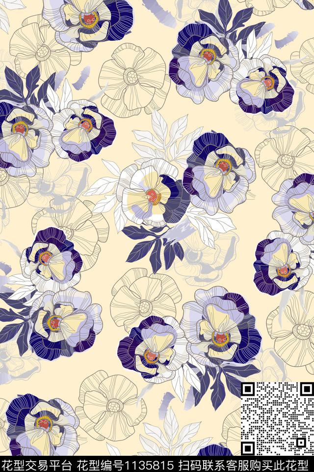 女装小碎花花卉数码印花华亿平台下载（图片编号: 1135815） - 瓦栏（Walan）