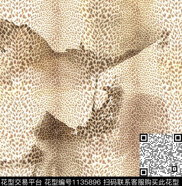 豹纹黑白华亿平台水墨风数码印花华亿平台下载（图片编号: 1135896） - 瓦栏（Walan）