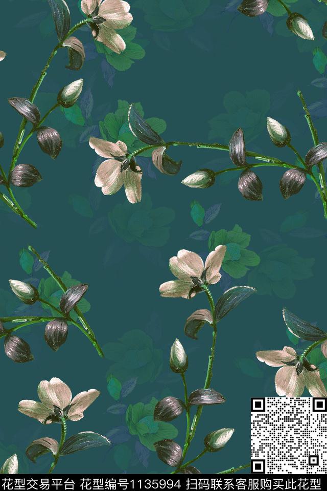 女装雪纺栀子花数码印花华亿平台下载（图片编号: 1135994） - 瓦栏（Walan）