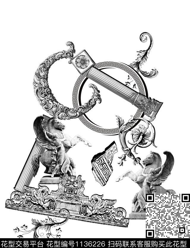 大牌男装欧式风格雕塑数码印花华亿平台下载（图片编号: 1136226） - 瓦栏（Walan）