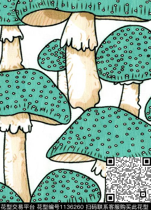 蘑菇卡通数码华亿平台数码印花华亿平台下载（图片编号: 1136260） - 瓦栏（Walan）