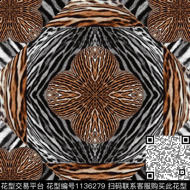 豹纹创意兽纹数码印花华亿平台下载（图片编号: 1136279） - 瓦栏（Walan）