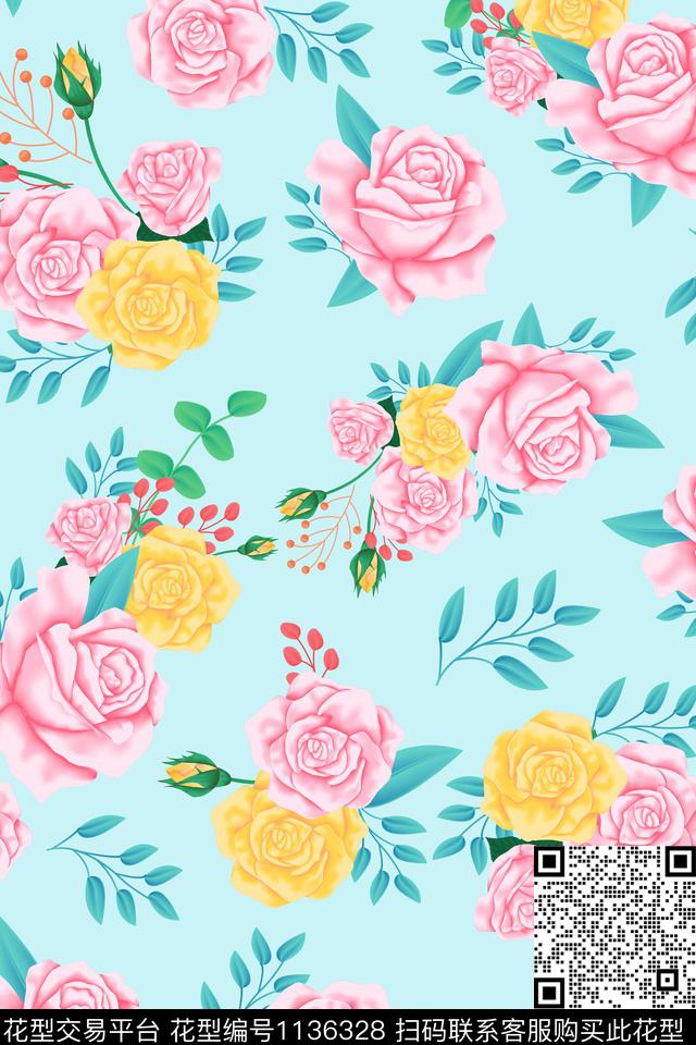 女装小碎花花卉数码印花华亿平台下载（图片编号: 1136328） - 瓦栏（Walan）