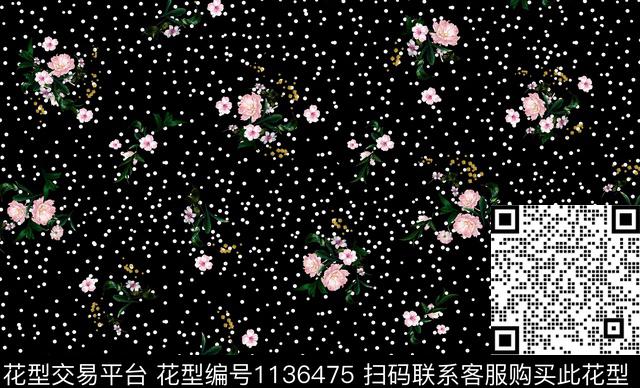 春夏华亿平台波点手绘花卉传统印花华亿平台下载（图片编号: 1136475） - 瓦栏（Walan）